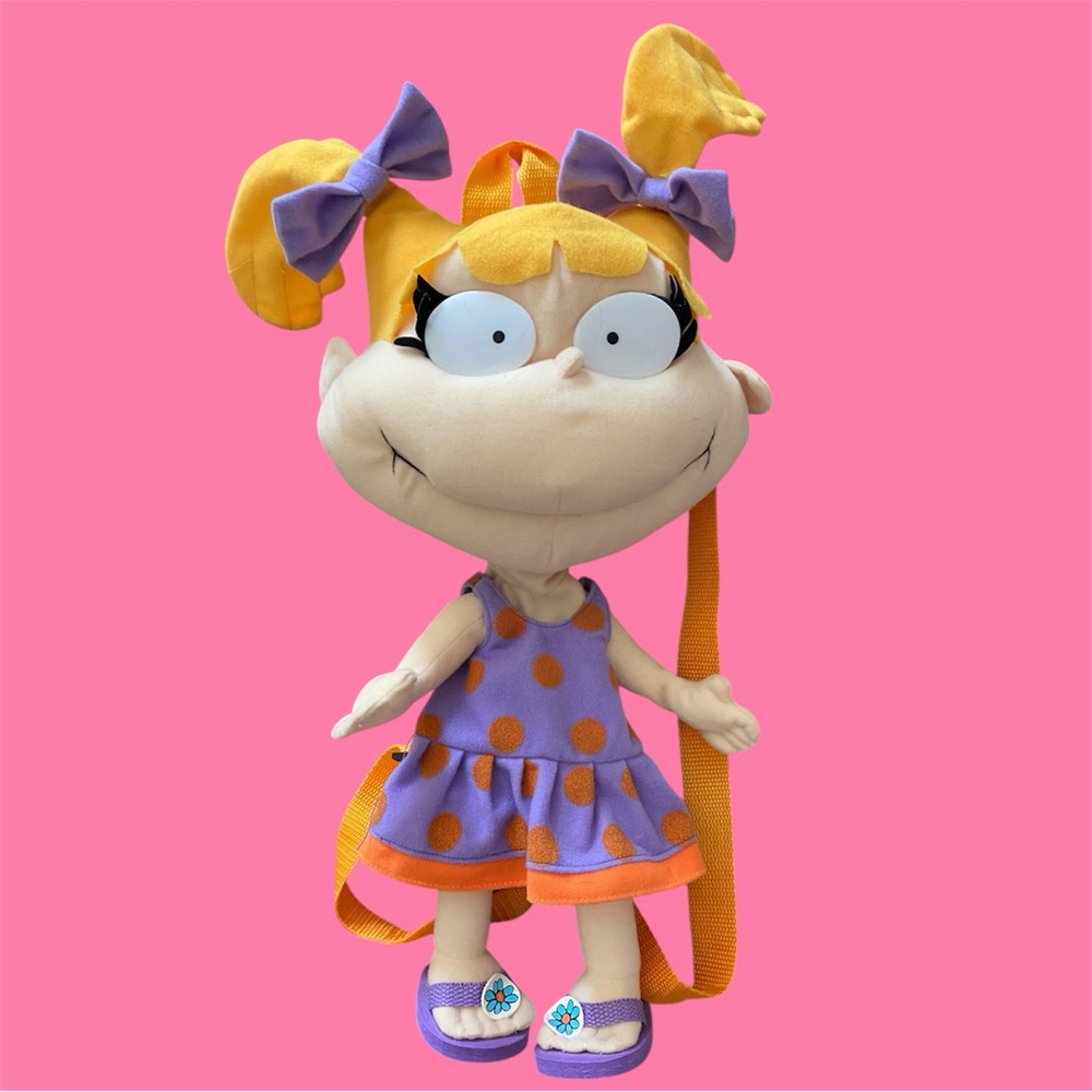Vintage Rugrats Angelica Pickles Plush Backpack 90s Nickelodeon Viacom Y2K Bag
